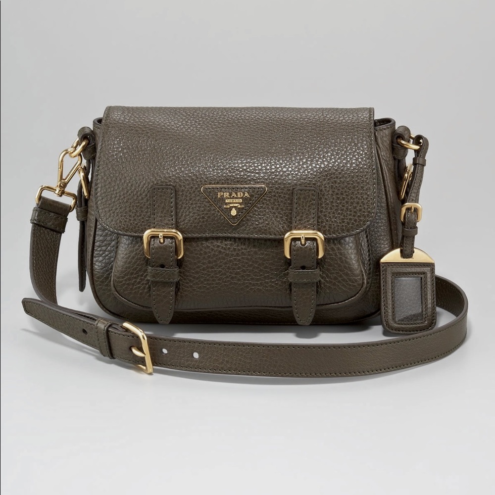 PRADA Vitello Daino Messenger Bag Militare Color